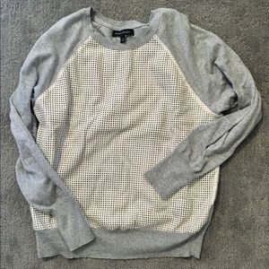 Gray Raglan Banana Republic Top with Pleather Grid